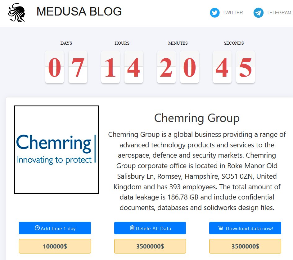 Medusa 勒索软件集团 Chemring 数据泄露