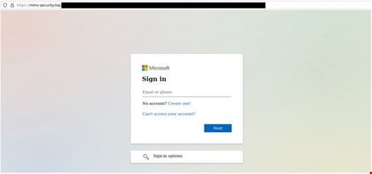 用户点击 PDF 文件的链接后被引导至虚假的 Microsoft 登录页面。 资料来源：暗迹