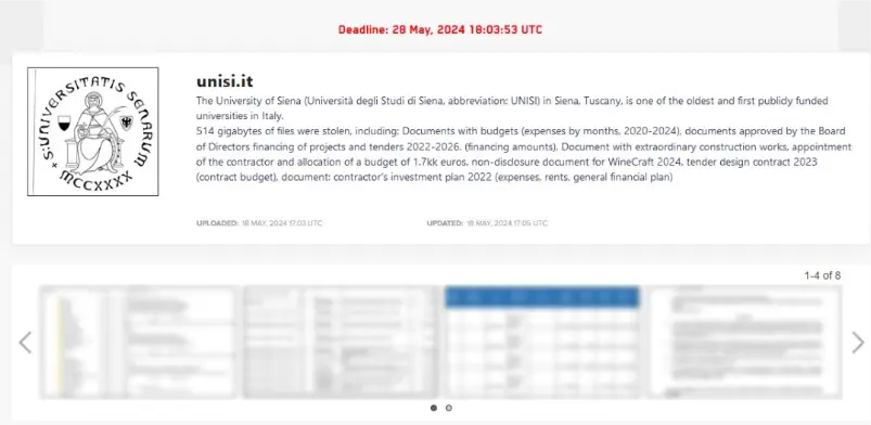 意大利锡耶纳大学网络攻击：LockBit 声称负责，并设定了最后期限