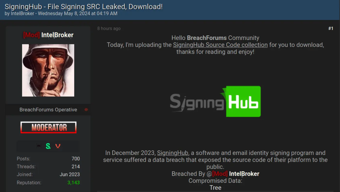 SigningHub 数据泄露