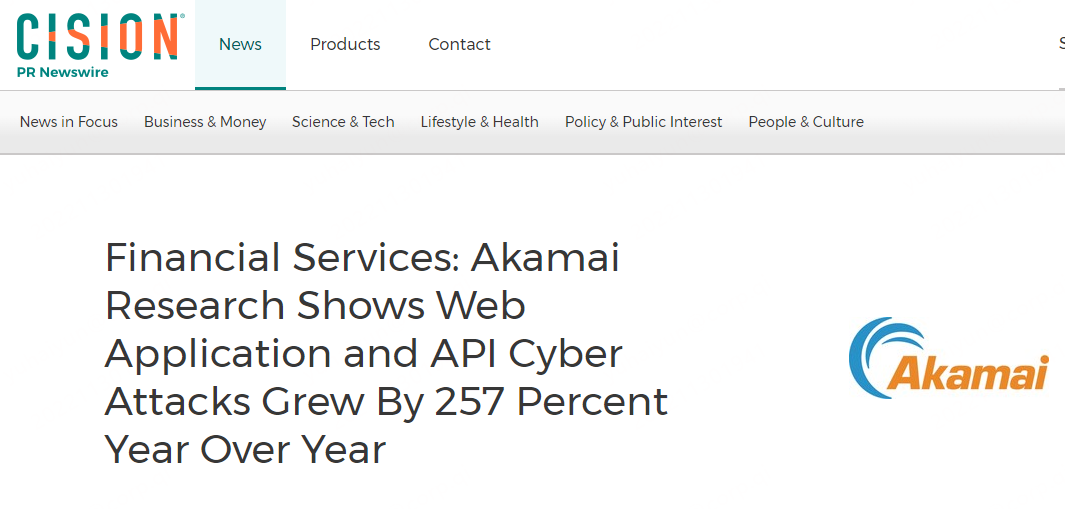 Akamai：Web应用程序和API在金融服务领域攻击激增257%